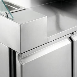 Stół chłodniczy sałatkowy - 1210x700mm - z 4 szufladami - na 9x GN 1/6 - z nadstawką szklaną