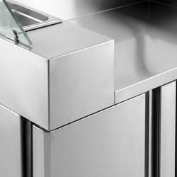 Stół chłodniczy sałatkowy - 1210x700mm - 2‑drzwiowy - na 9x GN 1/6 - z nadstawką szklaną