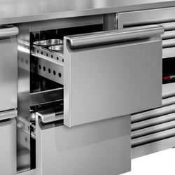 Stół chłodniczy ECO - 2230x700 mm - z 8 szufladami & z panelem tylnym