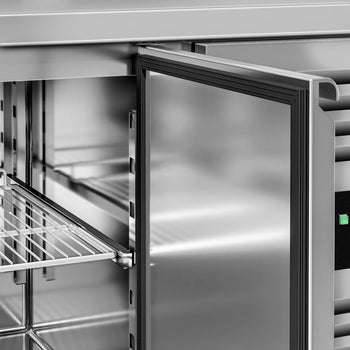 Stół chłodniczy ECO - 2230x700 mm - z 2 drzwiami & 4 szufladami & z panelem tylnym - Prime Gastro