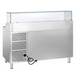 Stół chłodniczy sałatkowy PREMIUM - 1360x700mm - z 4 szufladami - na 7x GN 1/3 - z nadstawką szklaną