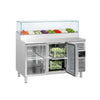 Stół chłodniczy sałatkowy PREMIUM - 1510x800mm - 2‑drzwiowy - ze szklanymi drzwiami - na 8x GN 1/3 - z nadstawką szklaną