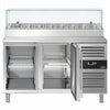 Stół chłodniczy sałatkowy PREMIUM - 1510x800mm - 2‑drzwiowy - ze szklanymi drzwiami - na 8x GN 1/3 - z nadstawką szklaną