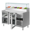 Stół chłodniczy sałatkowy PREMIUM - 1510x800mm - 2‑drzwiowy - ze szklanymi drzwiami - na 8x GN 1/3 - z nadstawką szklaną