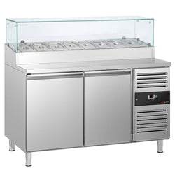 Stół chłodniczy sałatkowy PREMIUM - 1510x800mm - 2‑drzwiowy - na 8x GN 1/3 - z nadstawką szklaną