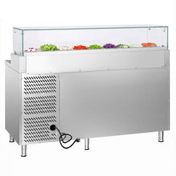 Stół chłodniczy sałatkowy PREMIUM - 1795x700mm - z 6 szufladami - na 9x GN 1/3 - z nadstawką szklaną