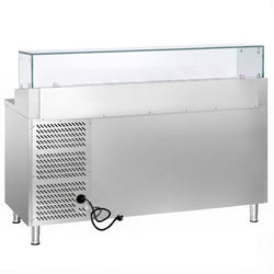 Stół chłodniczy sałatkowy PREMIUM - 1795x700mm - z 1 parą drzwi i 4 szufladami - na 9x GN 1/3 - z nadstawką szklaną