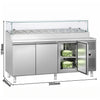 Stół chłodniczy do pizzy ECO - 2020x800mm - 3‑drzwiowy - z nadstawką szklaną - na 10x GN 1/3