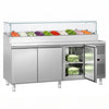 Stół chłodniczy do pizzy ECO - 2020x800mm - 3‑drzwiowy - z nadstawką szklaną - na 10x GN 1/3