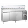 Stół chłodniczy do pizzy ECO - 2020x800mm - 3‑drzwiowy - z nadstawką szklaną - na 10x GN 1/3