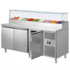 Stół chłodniczy do pizzy ECO - 2020x800mm - 3‑drzwiowy - z nadstawką szklaną - na 10x GN 1/3