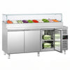 Stół chłodniczy sałatkowy PREMIUM - 2020x800mm - 3‑drzwiowy - na 10x GN 1/3 - z nadstawką szklaną