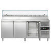 Stół chłodniczy sałatkowy PREMIUM - 2020x800mm - 3‑drzwiowy - na 10x GN 1/3 - z nadstawką szklaną