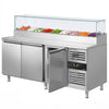 Stół chłodniczy sałatkowy PREMIUM - 2020x800mm - 3‑drzwiowy - na 10x GN 1/3 - z nadstawką szklaną