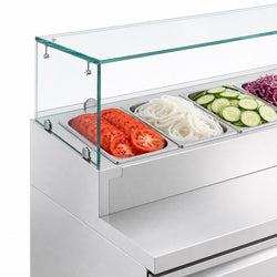Stół chłodniczy sałatkowy PREMIUM - 1360x700mm - 2‑drzwiowy - na 7x GN 1/3 - z nadstawką szklaną