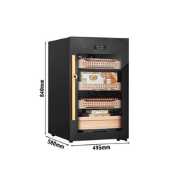 Szafka na cygara Humidor – 113 litrów – mieści do 850 cygar – z szklanymi drzwiami i 4 szufladami – czarna