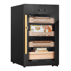 Szafka na cygara Humidor – 113 litrów – mieści do 850 cygar – z szklanymi drzwiami i 4 szufladami – czarna
