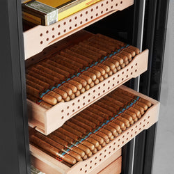 Szafka na cygara Humidor – 200 litrów – mieści do 1200 cygar – z szklanymi drzwiami i 6 szufladami – czarna