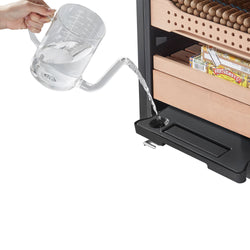 Szafka na cygara Humidor – 200 litrów – mieści do 1200 cygar – z szklanymi drzwiami i 6 szufladami – czarna