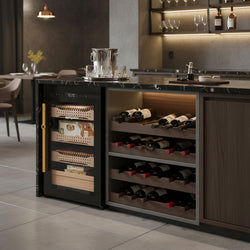 Szafka na cygara Humidor – 113 litrów – mieści do 850 cygar – z szklanymi drzwiami i 4 szufladami – czarna
