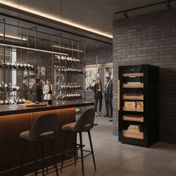 Szafka na cygara Humidor – 200 litrów – mieści do 1200 cygar – z szklanymi drzwiami i 6 szufladami – czarna