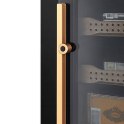 Szafka na cygara Humidor – 200 litrów – mieści do 1200 cygar – z szklanymi drzwiami i 6 szufladami – czarna