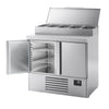 Stół chłodniczy przygotowawczy mini – 978 x 700 mm – z 2 drzwiami – z nadstawką ze stali nierdzewnej na 5x GN 1/4