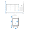 Commercial Saladette Counter PREMIUM - 1860mm - 3 doors - with square glass canopy for 8 x GN 1/6