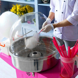 Commercial Candy Floss Machine - Ø520mm - 950W - Black - with Sneeze Guard