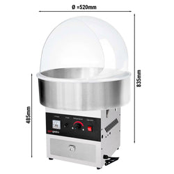 Maszyna do waty cukrowej - Ø520mm - 950W - ze stali nierdzewnej - z pokrywą