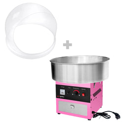 Maszyna do waty cukrowej - Ø 520 mm - 950 W - różowa - wraz z osłoną higieniczną
