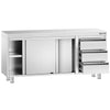 Stainless Steel Floor Cupboard PREMIUM - 1800x600mm - with Sliding Doors with 3 Drawers right
