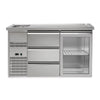 Stół chłodniczy barowy Premium PLUS – 1550 x 700 mm – z 1 drzwiami szklanymi i 3 szufladami, zdjęcie 3 z 11