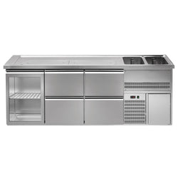 Lada barmańska PREMIUM PLUS - 2500x700mm - 1 Drzwi przeszklone & 4 Szuflady