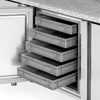Stół chłodniczy do pizzy Premium PLUS – 2305 x 800 mm – z 3 drzwiami i 1 szufladą – wraz z witryną chłodniczą – 10 pojemników GN 1/3