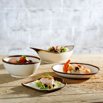 (6 sztuk) Miska - CROCKER - Melamina - 0,37 litra - Ø 125 mm - Biały/Brązowy - Prime Gastro