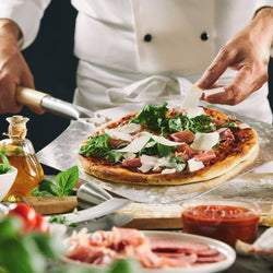 Elektryczny piec piekarniczy – 6x 600x400 mm – półki po prawej stronie – w zestawie piec do pizzy i szafa garownicza