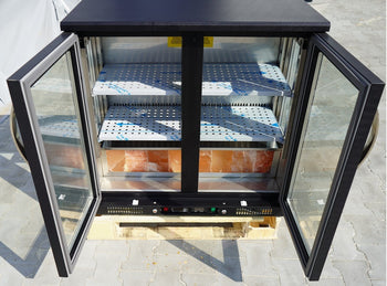 Dojrzewanie na sucho szafa do dojrzewania mięsa 0,92 m - z 2 szklanymi drzwiami - czarna - Prime Gastro