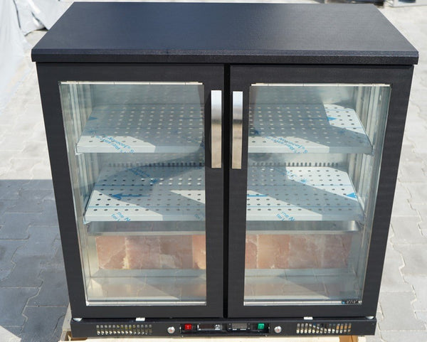 Dojrzewanie na sucho szafa do dojrzewania mięsa 0,92 m - z 2 szklanymi drzwiami - czarna - Prime Gastro