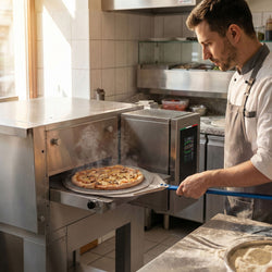 Elektryczny piec przelotowy do pizzy - 980x1300mm - cyfrowy - szerokość taśmy: 400mm - włącznie z ramą podstawy