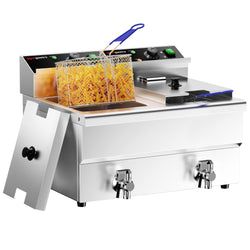 Podwójna frytownica elektryczna - 8+8 litrów - 6,5 kW - z kranem spustowym