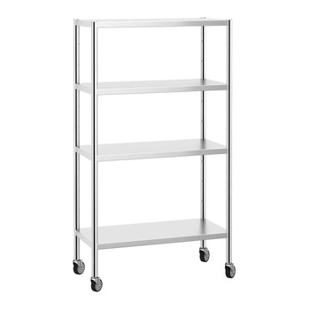 Półka ze stali nierdzewnej PREMIUM - 1000x500mm - z 4 półkami (REGULOWANYMI) - włącznie z 4 kółkami - Prime Gastro