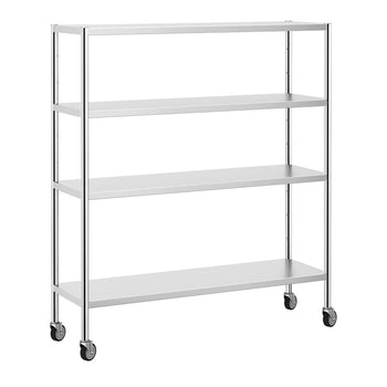 Półka ze stali nierdzewnej PREMIUM - 1600x500 mm - z 4 półkami (REGULOWANY) - włącznie z 4 kółkami - Prime Gastro