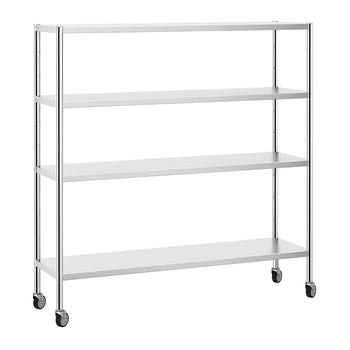 Półka ze stali nierdzewnej PREMIUM - 1800x500mm - z 4 półkami (REGULOWANY) - włącznie z 4 kółkami - Prime Gastro