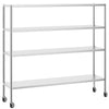 Regał PREMIUM – stal nierdzewna – 2000 x 500 mm – z 4 półkami z regulacją wysokości – z 4 kółkami