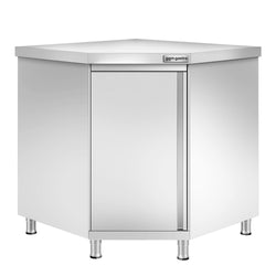 Szafka robocza narożna ze stali szlachetnej PREMIUM z drzwiami skrzydłowymi 1000 x 600 mm