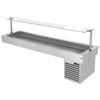 Commercial Drop-in Refrigerated Well - 2100mm - +2 to +8°C - 6x GN 1/1 - 410W - Square Glass - with Glass Sneeze Guard