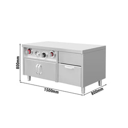 Szafka dolna na dozowniki napojów z uchwytami na kubki i komorą na kostki lodu - 1,5 m
