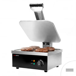 Grill kontaktowy / grill do hamburgerów – 2,2 kW – gładkie powierzchnie górna i dolna – powierzchnia grillowania: 350 x 330 mm