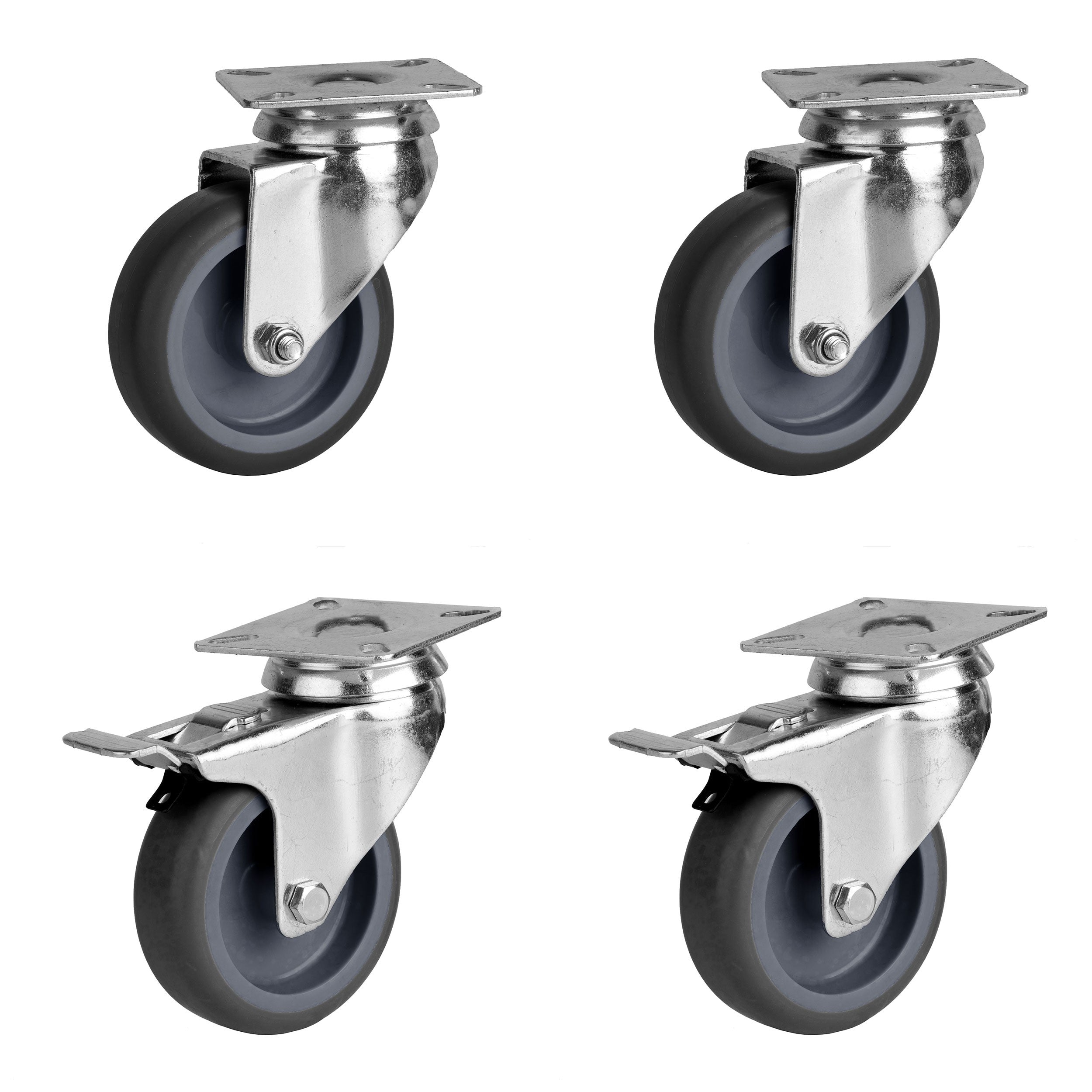 Refrigerator wheels (2x with brakes and 2x without brakes)